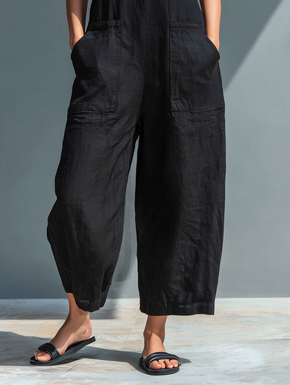 Amelia | Petos minimalistas sin mangas de mezcla de lino con cuello alto y botones